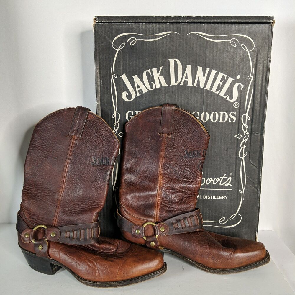 JACK DANIELS Abilene NO. 7 LEATHER COWBOY BOOTS MENS SIZE 9D OIL RESISTANT 8015 - Picture 2 of 11